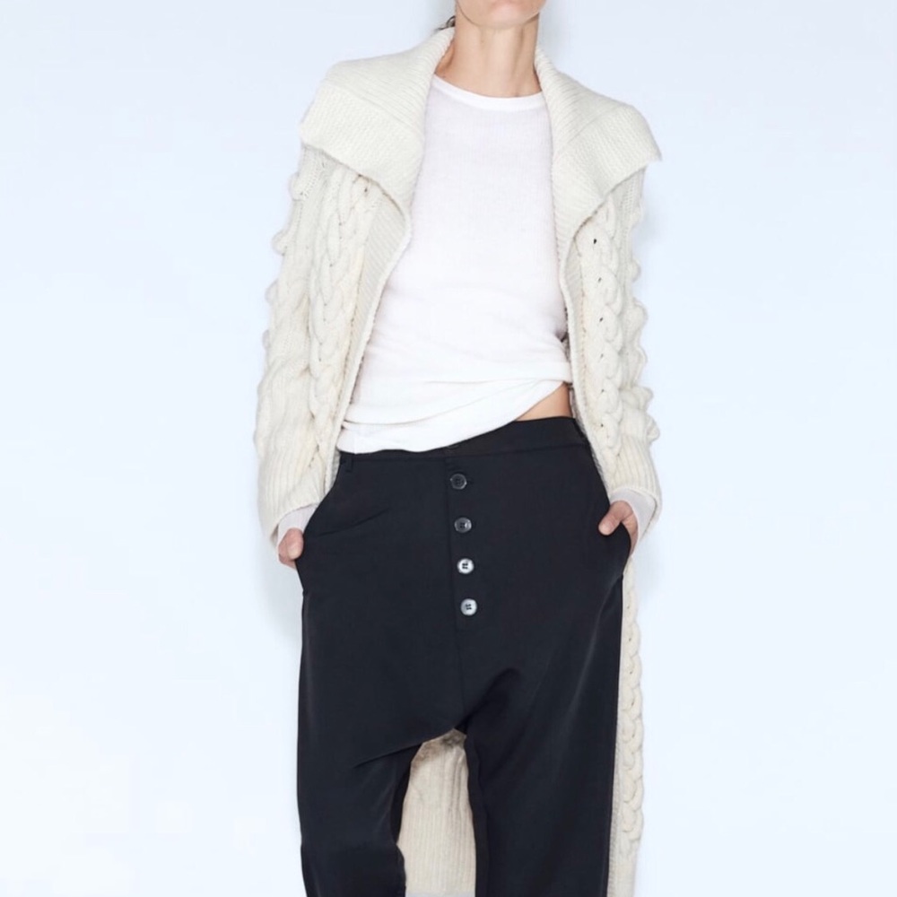 ZARA Women's Textured Cable Knit Coat(Ecru , US  M / EUR  M) - Picture 3 of 16